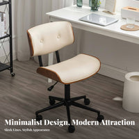 Height Adjustable Upholstered Wood-Frame Task Chair Ergonomic Design Upholstered Bentwood caster luxuriously padded padding pivoting Seat Tilting Function for telecommuting Workers, Students, Study Room, Workspace, Bedroom