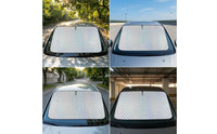Universal-Fit Windshield Sunshade with Storage Bag Foldable Car Sunshade with Storage Pouch Reflective Car Windshield Sun Shade Compact for Drivers, Commuters, Outdoor Parking