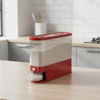 Moisture-Proof Push Button Rice Dispenser Airtight Seal Slim Rice Storage Bin Food Grade Material Sealed Grain Dispenser for Kitchen, Pantry
