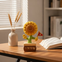 Floral Ornament Tabletop Floral Ornament Figurine Desktop Ornament with Base Yellow Figurine with Base Miniature