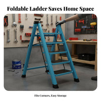 Foldable Folding Step Ladder Space Saving Portable Household Ladder Multi-Functional Lightweight Step Stool Anti-Slip Pedal for Homeowners, Seniors, DIY Enthusiasts, Indoor, Office, Garage, Closet