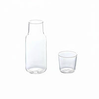 2 Pieces Heat-Resistant Glass Water Pitcher and Cup Set Easy to Clean Bedside Water Carafe with Tumbler Dishwasher Safe for Seniors, Bedroom