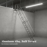 Aluminum Inclined Ladder Anti-Slip Steps Industrial Hole Inspection Ladder 300kg Load Capacity for Maintenance Factories, Warehouses, Basements