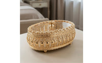 Ornate Jewelry Box with Transparent Lid Vintage-Inspired Oval Trinket Box Elegant Filigree Jewelry Organizer Compact for Collectors