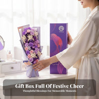 Long-Lasting Soap Flower Arrangement Never Fade Soap Blossom Arrangement with Teddy Bear Realistic Appearance for Women, Anniversary