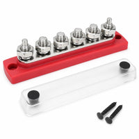 6 Terminal Bus Bar Heavy-Duty Bus Bar with Cover Compact for Marine, Automotive