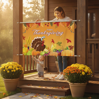 Thanksgiving Pumpkin Turkey Festival Banner Party Decoration Flag