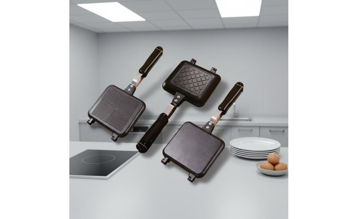 Double-Sided Sandwich Pan Simple to Clean Stovetop Sandwich Maker Versatile Non Toastie Maker for Campers, Students