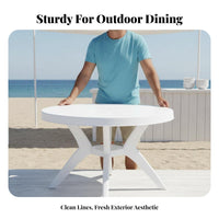 Commercial Food Stall Table Dining Set Easy to Clean White Table and Chairs for Homeowners, Families, Beach, Garden, Backyard