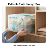 Foldable Design foldable Clothes Box with viewing panel Large Capacity Lidded Storage container with viewing panel particle-proofresistant Lid Closet Organizer Stackable for Students, homeowners, Wardrobe, Bedroom, Dorm Room, On Shelves