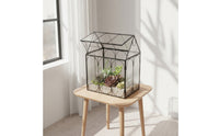 Clear House-Shaped Terrarium Modern Display Terrarium Sturdy Glass Planter Sturdy for Office