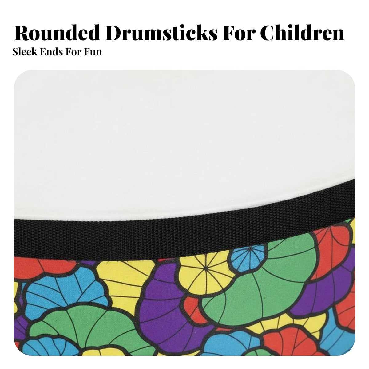 Children's Floor Drum with Mallets Lively Pattern Colorful Patterned Frame Drum Educational Percussion Instrument for Children 3+, Parents, Parties