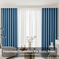 Japanese Design Solid Color Blackout Drape Sound Insulating Solid Color Blackout Panels Room Darkening Window Curtain Thermal Insulated for Light Sleepers, Overnight Workers Workers, Homeowners, Bedroom, Nursery