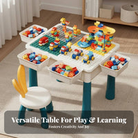 Large Particle Compatible Building Block Table Educational Building Block Storage Table Safety Rounded Corners Double-Sided Play Tabletop Easy to Clean for Toddlers, Preschoolers, Playroom, Daycare, Kindergarten, Classroom