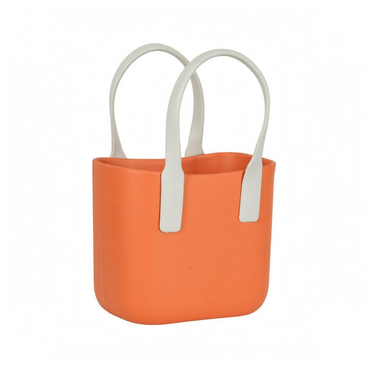 Glossy EVA Tote Handbag uncoveredTop Structured Tote Bag Rounded Corners Rectangular Loop-Handle Bag Boxy