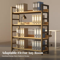 Industrial Aesthetic Multi-Tier Freestanding Shelf Space-Saving Design Multi-Tier Shelf Rack Multifunctional Bookshelf Versatile Use for Apartment Dwellers, Office Workers, Living Room, Small Areas, Bedroom, Kitchen