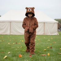 Little Bear Costume Comfortable Cozy Brown Bear Jumpsuit All Seasons Wear Hooded Animal Full-Body Outfit for Halloween, Cosplay