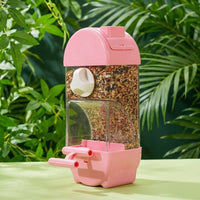 800ml Automatic-fill Avian Feeder, Hanging Small Avian Feeder for Cockatiels and Finches, Spill Resistant Feeder with Perch and Clip-on Mount