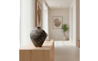 Ceramic Vase with Narrow Neck Decorative Distressed Ceramic Vase Rustic Vessel for Living Room