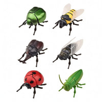 6 Pieces Boxed Set Wind-up Toy Articulated Legs Crawling Bug Toy Translucent Wings Plastic Figure Printed Color Box