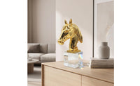 Horse Sculpture with Cubic Pedestal Base Elegant Horse Heads Sculpture Creative for Art Collectors, Living Room