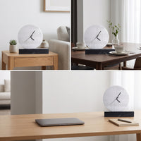 Decorative Clock with Marble Base Modern Geometric Table Clock Minimalist for Desk
