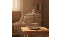 Bird Cage with Pull-out Tray Stainless Steel Hanging Bird Cage Easy to Clean Birdcage for Budgies, Finches