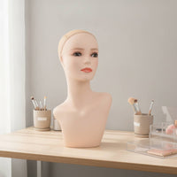 Mannequin Bust with Shoulders Realistic Mannequin Head with Shoulder Skinhead Form Bust with Shoulders for Cosmetologists, Jewelers, Retail Stores