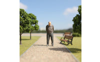 1:64 Scale Elderly Man Figure Neutral Finish Hand-Painted Figure Decorative for Micro Photography, Decoration