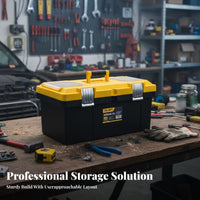 Toolbox with Removable Tray Secure Compartment Organizer Box Stackable