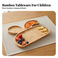 Cartoon Wooden Food Tray Animal Shaped Plate Child Divided Plate for Young Children, Parents, Mealtime, Kitchen, Dining Table