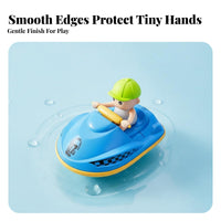 No Batteries Needed Wind-up Jet Ski Toy Child-Sized Design Clockwork Jet Ski Rounded Edges for Toddlers, Babies, Bathtub, Bathroom, Pool