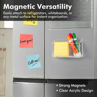 Pen Holder for Fridge, Clear Acrylic Transparent Design, Wall Mounted Organizer for Home Office, Whiteboard