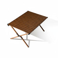 Collapsible Design Slatted Roll-Top Table Lightweight Portable Dining Set Spacious Surface Outdoor Furniture Sturdy Frame for Cafe Owners, Party Hosts, Picnic, Picnics, Backyard, Garden