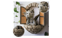 Dragon Figurine with Arch Polyresin Dragon Figurine Decor Stone-Textured Artisanal for Fantasy Lovers, Fairy Garden, Shelf