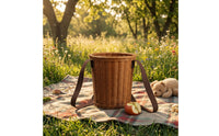 Backpack Basket Cylindrical Wicker Backpack Adjustable Picnic Basket with Shoulder Straps for Children, Kids, Picnics, Outdoor-Activity, Gardening