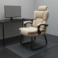 Sofa-Like Comfort Sled Base Office Chair Linked Armrests Reclining Desk Chair for Gamers, Study, Gaming