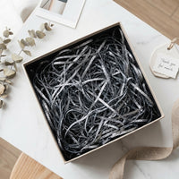 50g Glitter Black Shredded Paper, Sparkly Hamper Filling, Crinkle Cut Raffia Ribbon Grass for Easter Baskets, Gift Box Packaging, Wedding Favours & DIY Crafts