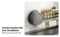 No Drilling Required Suction Cup Seasoning Holder Space Saving Kitchen Rack Quick Installation Wall Shelf Large Capacity for Renters, Cooks, Homeowners, Pantry, Bathroom