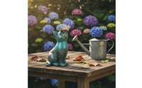 Cat Statue with Butterfly Distressed Cat Figurine with Butterfly Artistic Pet Memorial Statue for Gardeners, Garden, Patio