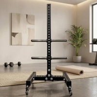 Plate Loading Stand Chrome Posts Freestanding Weight Rack Perforated Exercise Plate Storage Rack
