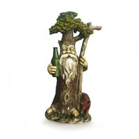 Tree Person Statue Resin Bearded Man Figurine Weather Resistant Garden Statue with Animal for Fairy Gardens, Planters, Patios