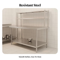Stainless Steel Work Table Easy to Clean Stainless Steel Workbench Heavy Duty Commercial Kitchen Prep Table for Restaurant Owners, Home Cooks