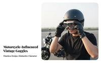 Retro Motorcycle Goggles Windproof Vintage Aviator Goggles Vintage Airman Helmet Visual Organs Wear Particulate Proof Riding