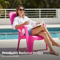 Breathable rear supportrest Patio Armchair Easy to Clean Highrear support Slatted Seat sturdyDuty Lounge Chair Weather-Resistant for Adults, Seniors, Homeowners, Beach, waterside, Balcony, Garden