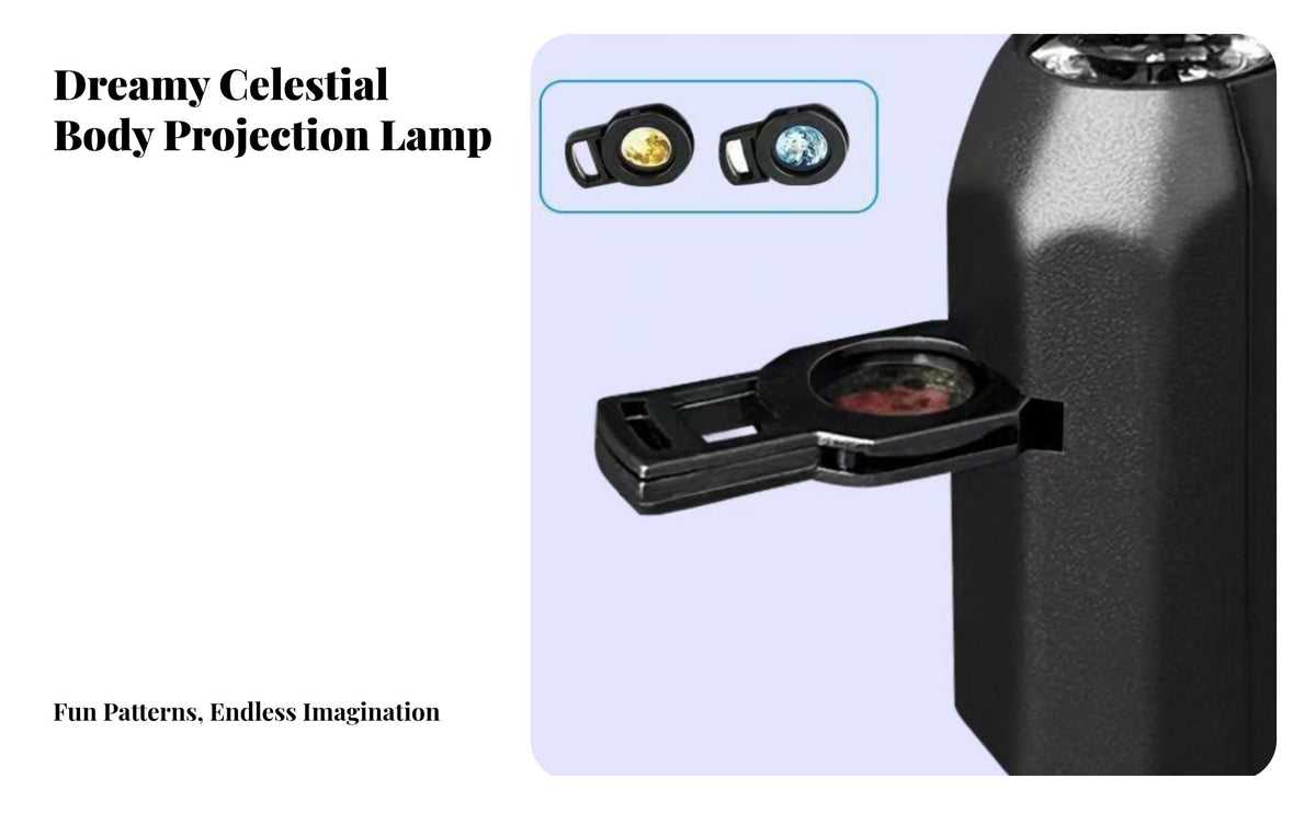 Moon Projection Lamp Interchangeable Patterns USB Celestial Body Light Caster Creates Romantic Atmosphere Celestial Body Projection Night Light