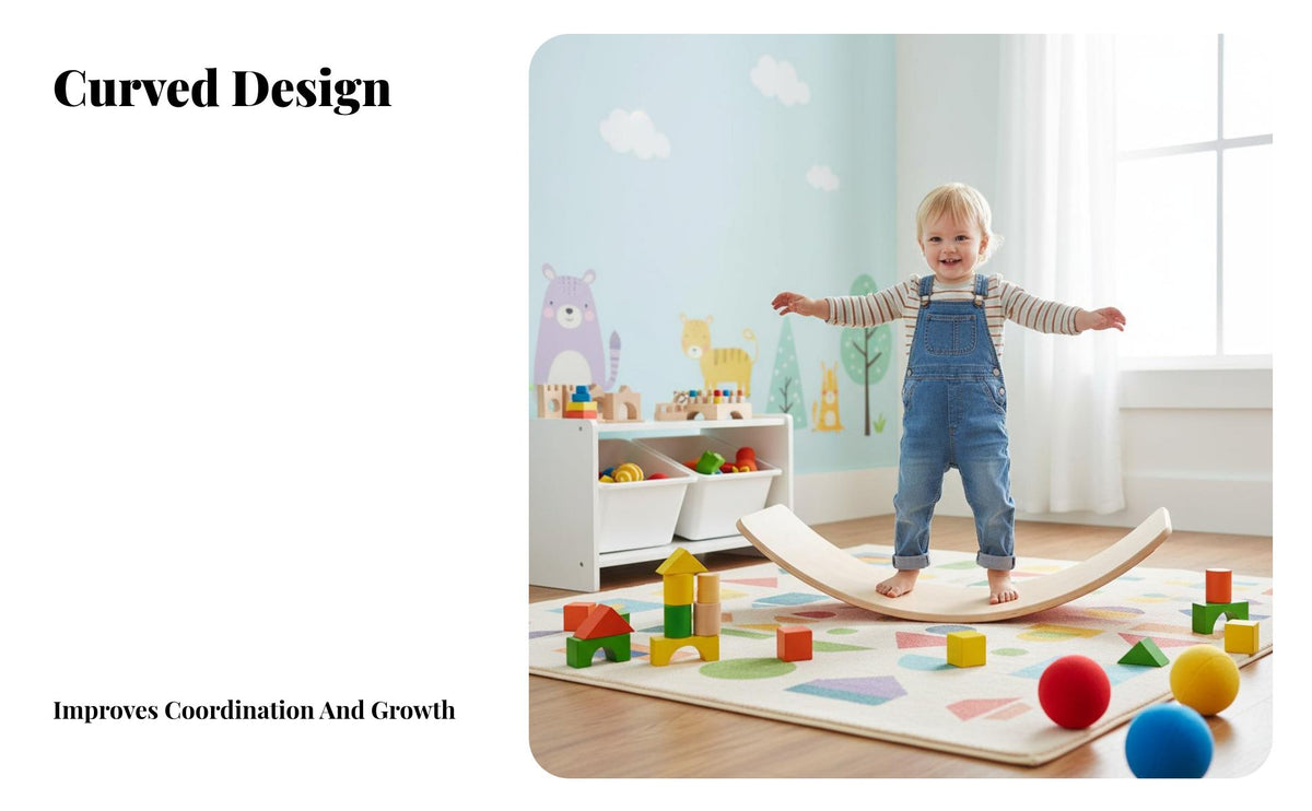 Sturdy Wood Construction Wooden Balance Board Child-Safe Design Childrens Wooden Wobble Board Versatile-Ended Play Educational Rocker Toy Easy Assembly for Toddlers, Kindergarten, Indoor, Playroom