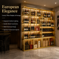 Metal Wine Display Rack System, 240x30x210cm Wine Bottle Holder, Commercial Wine Storage for Restaurant, European Design Wine Rack