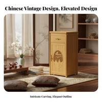 Integrated Water Boiler Mobile Tea Brewing Station Traditional Chinese aesthetic Side Cabinet Space-Saving Design Home Furnishing for Homeowners, Office Workers, Living Room, Reception Area