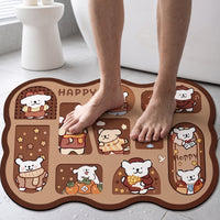 Cartoon Diatomaceous Earth Bath Mat Absorbent Non-Slip Quick Dry Floor Mat for Bathroom Shower Entryway